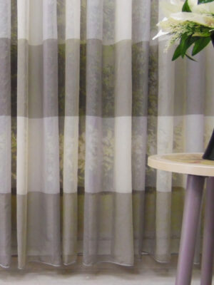 krem yeşil çizgili perde