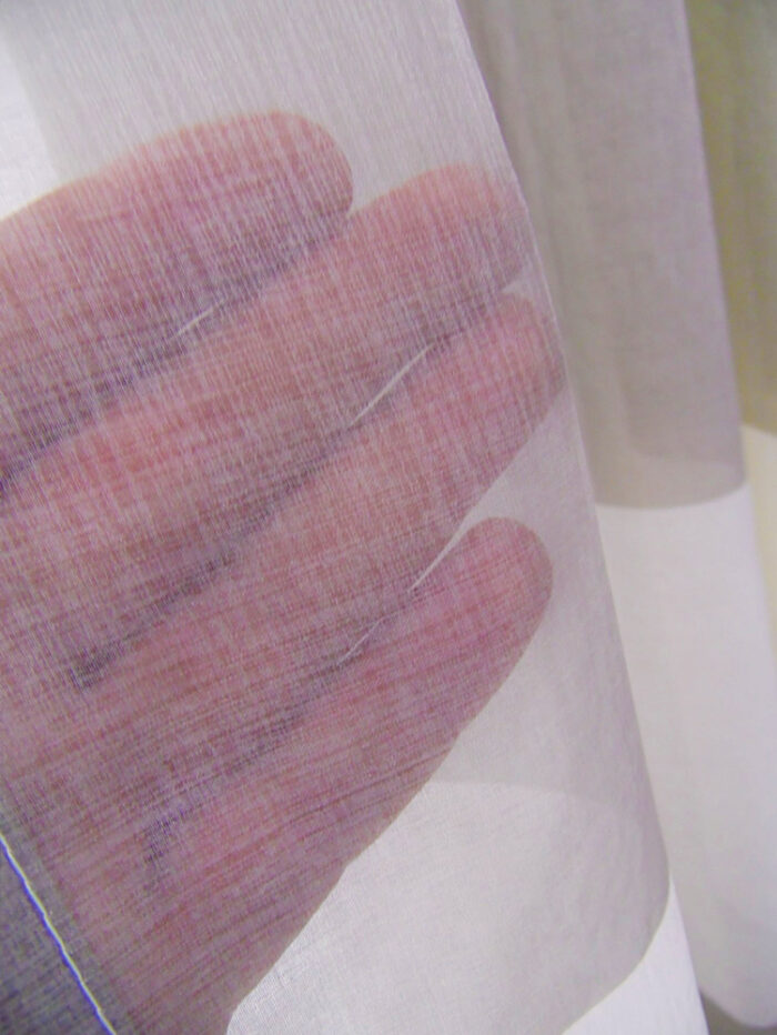 krem yeşil çizgili perde