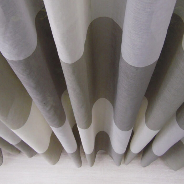 krem yeşil çizgili perde