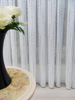 beyaz mavi tül perde