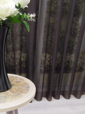 Kahverengi tül perde modelleri