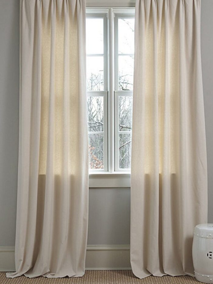 Koyu krem keten fon perde