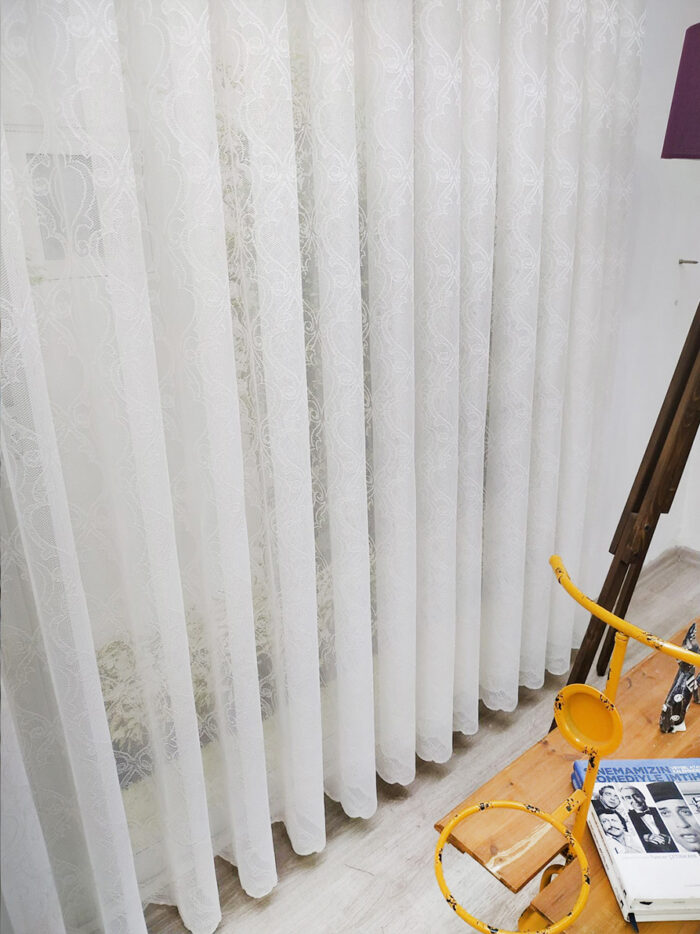 beyaz düz tül perde