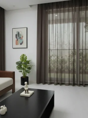 Salonunuza zerafet katacak Düz kahve tül perde.