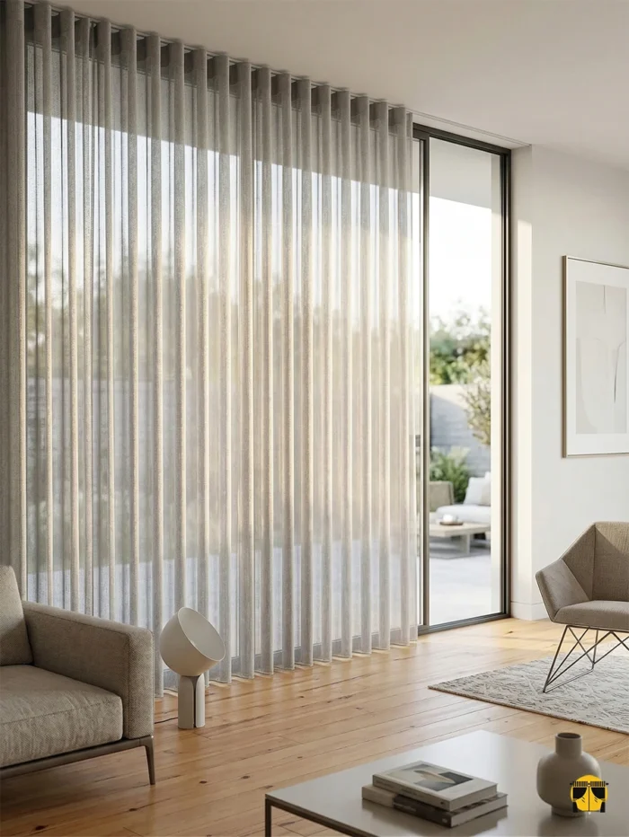 Zırh dokuma teknolojisinin sağladığı dayanıklı ve üç boyutlu lif yapısını sergileyen açık gri tül yakın plan çekimi; kumaşın mat ve gövdeli duruşu