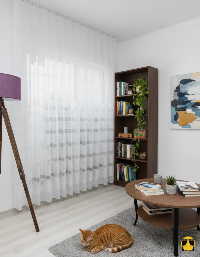 Salon tül perdeler şeritli