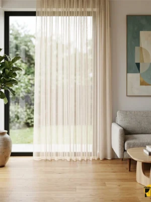 Düz Dökümlü Modern Tül Perde – Bej & Krem: Pencerelerde İnci Zarafeti ve Doğal Işıltı1 Sıcak ve Nötr Geçiş Tonu: Ne çok açık ne de çok koyu; tam bir "kemik beji" veya "koyu krem" tonundadır. Bu nötr karakter, odadaki tüm renkleri birbirine bağlayan sihirli bir köprü görevi görür.