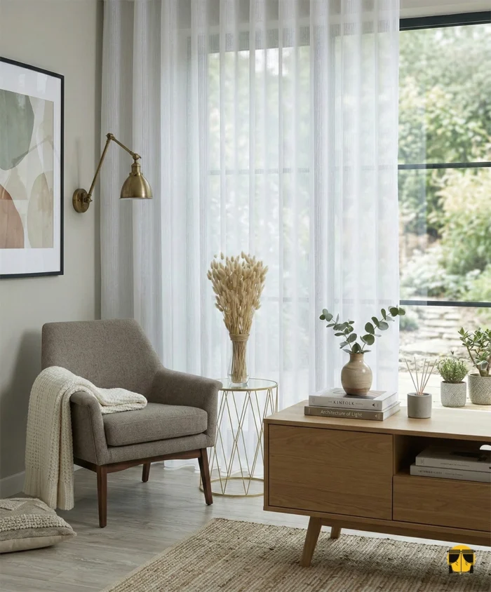 Ekru krem tül perde modelleri