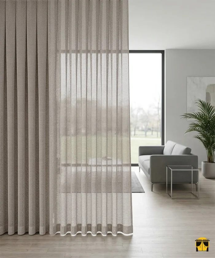 Sütlü kahve file tül perde modelleri