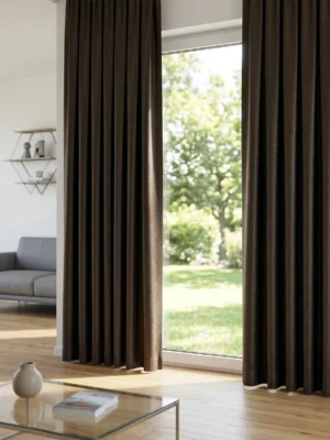 İnci saten fon perde - kahverengi