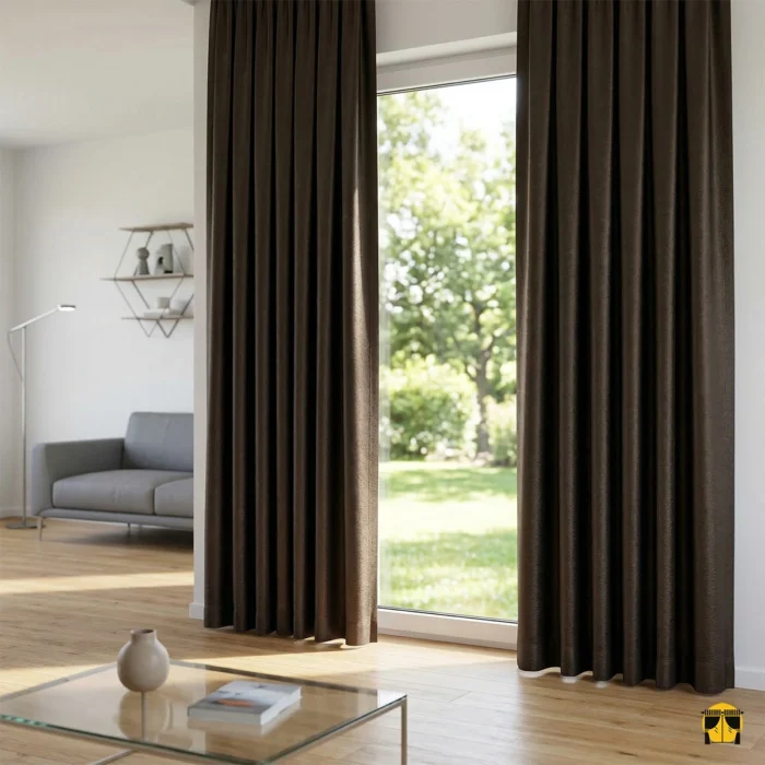 İnci saten fon perde - kahverengi