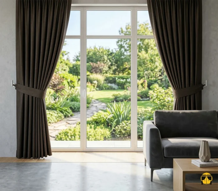 Kahverengi parlak fon perde