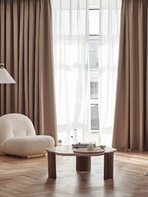 Kahverengi fon perde modelleri