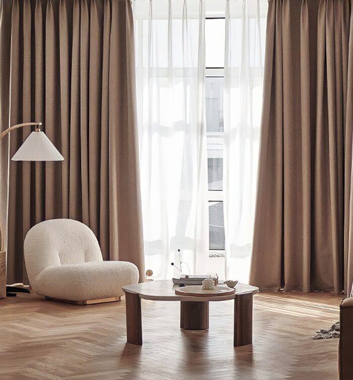 Kahverengi fon perde modelleri