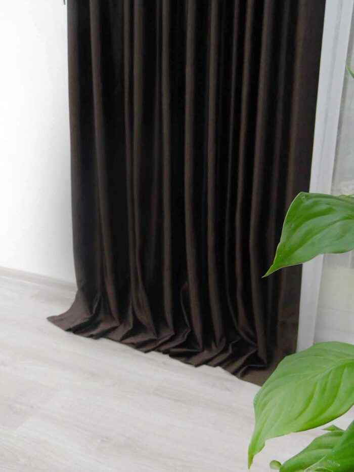 kahvereni saten fon perde