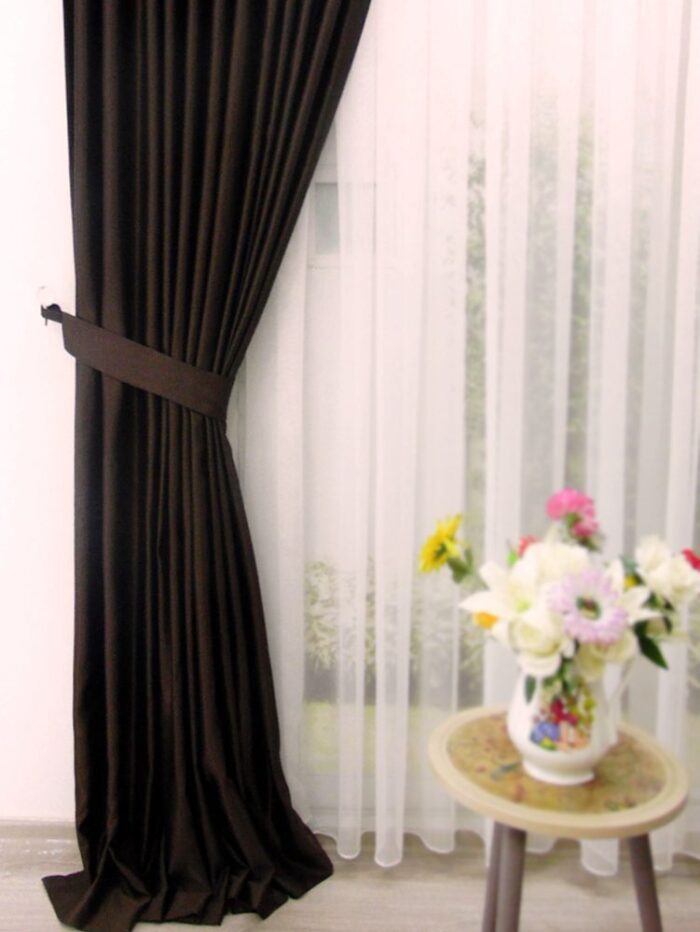 kahvereni saten fon perde