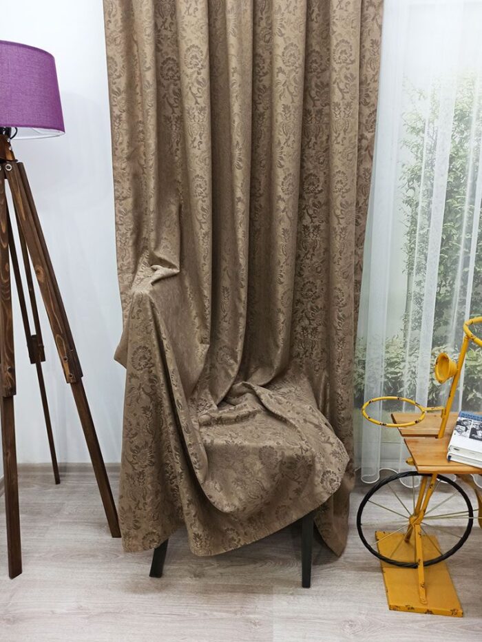 Kahverengi fon perde modelleri