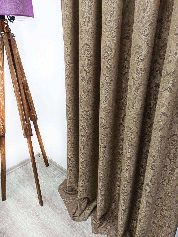 Kahverengi fon perde modelleri