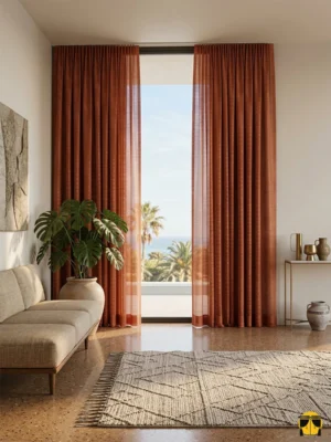 Kırmızı file tül perde modelleri