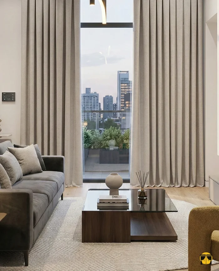 Bej rengi doğal fon perde