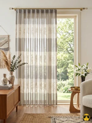 Keten krem tül perde