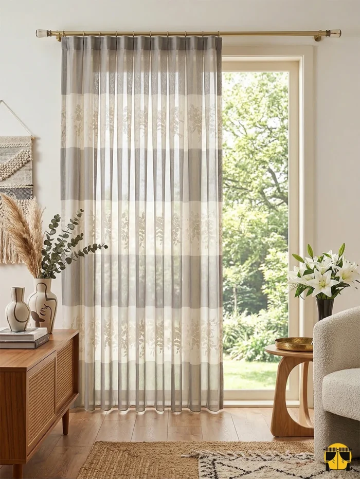 Keten krem tül perde