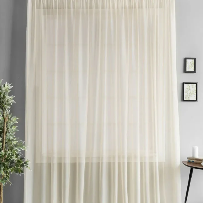 koyu krem tül perde