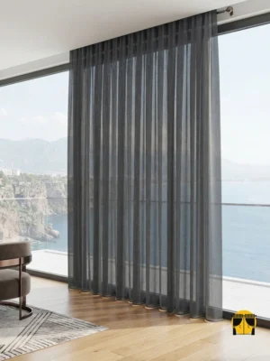 Manarola Koyu Gri Zırh Tül1 Gri renkli sert tül perde