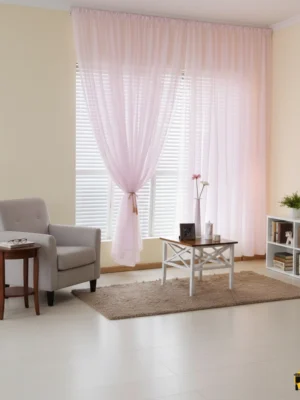 Pembe renkli çocuk odası tül perde