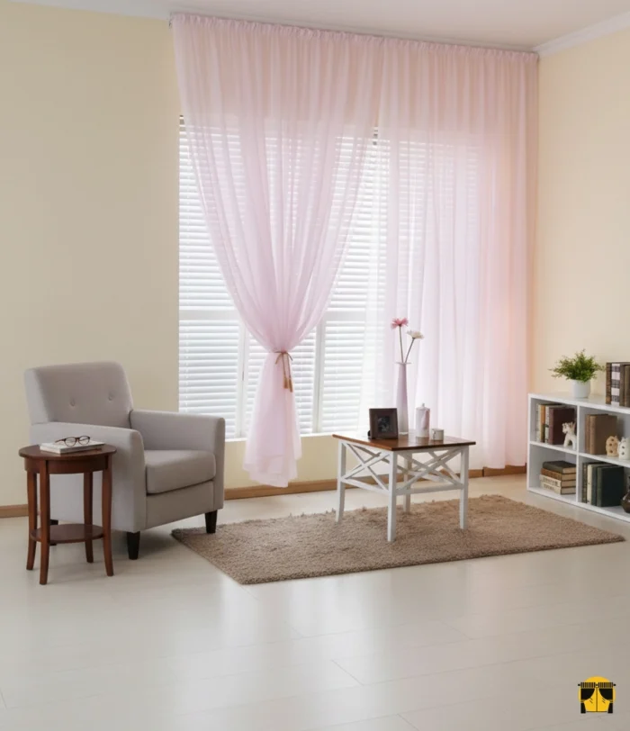 Pembe renkli çocuk odası tül perde