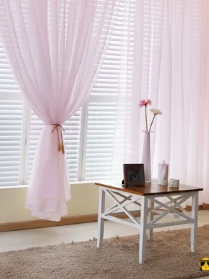 Pembe renkli düz tül perde modelelri ve dokusu