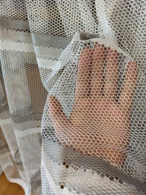 beyaz gri tül perde