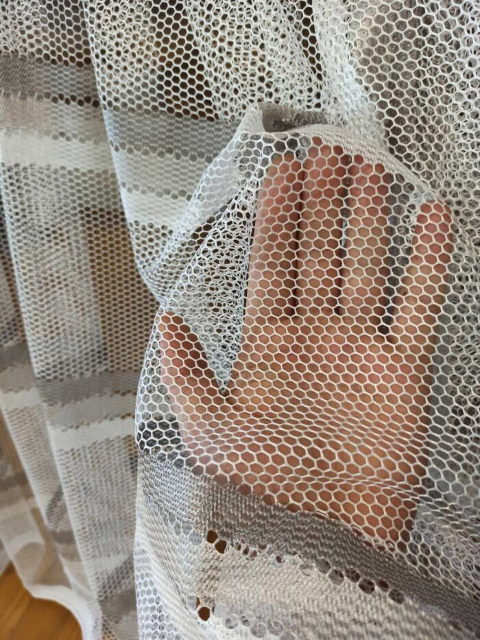 beyaz gri tül perde