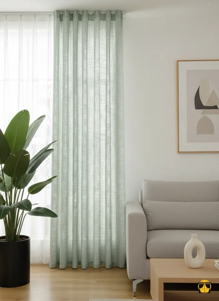 Şantuk Modern Dökümlü Tül Perde – Yeşil