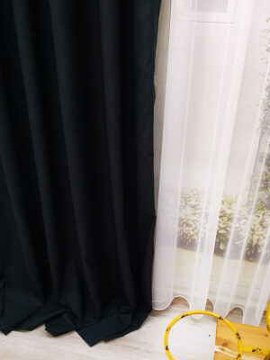 Siyah keten fon perde modelleri