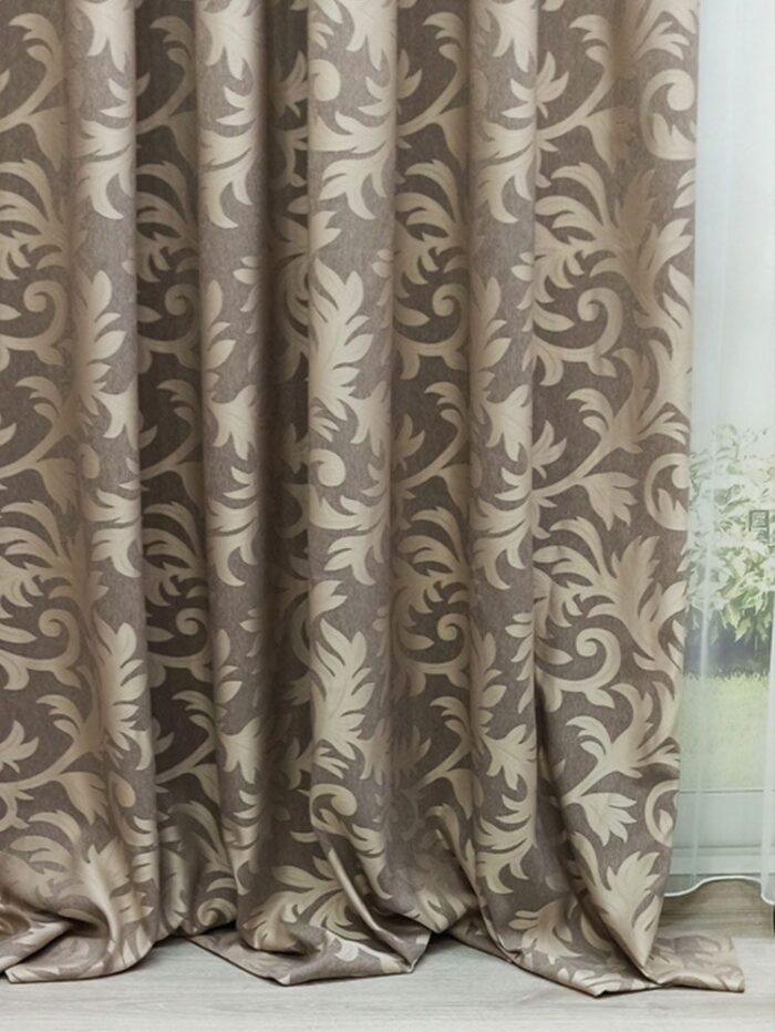 Kahverengi fon perde modelleri