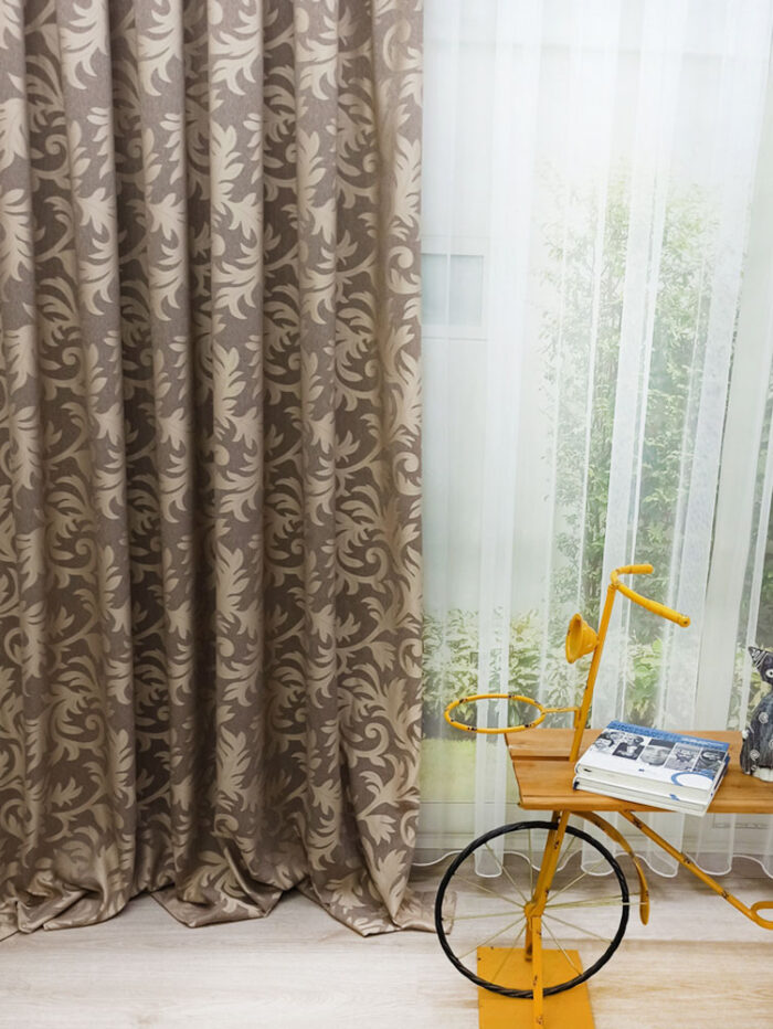 Kahverengi fon perde modelleri