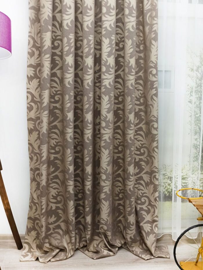 Kahverengi fon perde modelleri