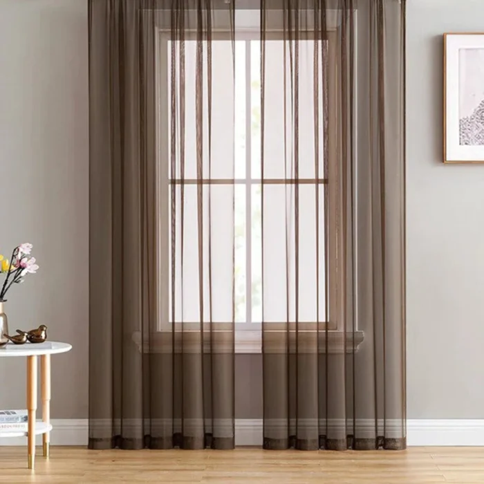 kahverengi düz tül perde modelleri