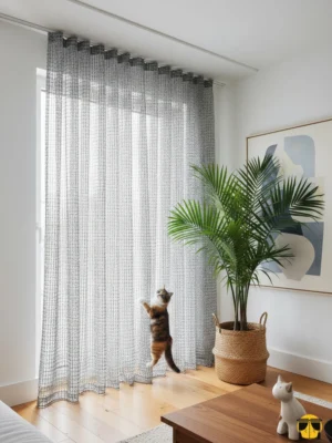 kedi patisinden zarar görmeyen file tül perde2 Kedi Tırmalamasına Dayanıklı Tül Perde