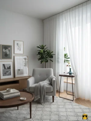 Cream Modern Krep Tül Perde – Krem – Ultra Dökümlü