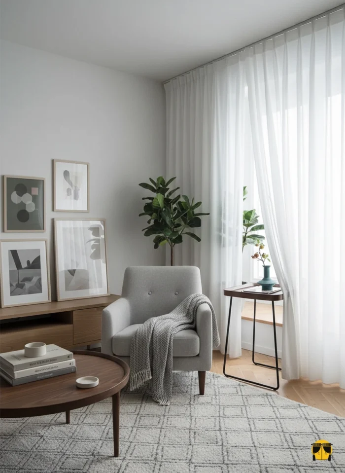 Cream Modern Krep Tül Perde – Krem – Ultra Dökümlü