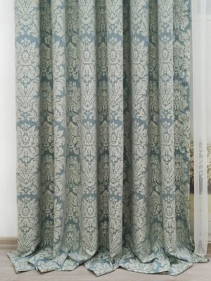 mavi desenli fon perde