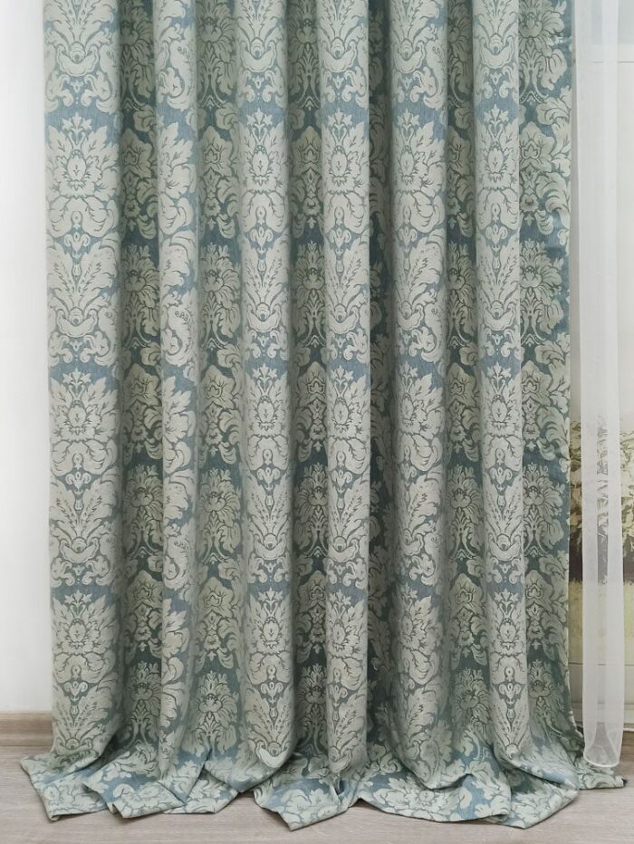 mavi desenli fon perde