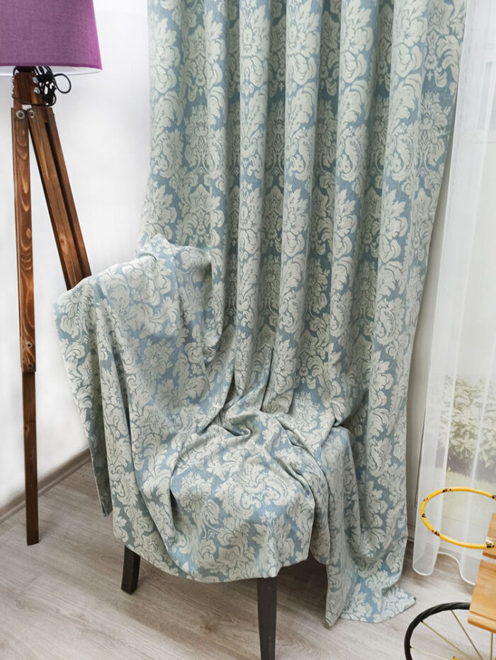 mavi desenli fon perde