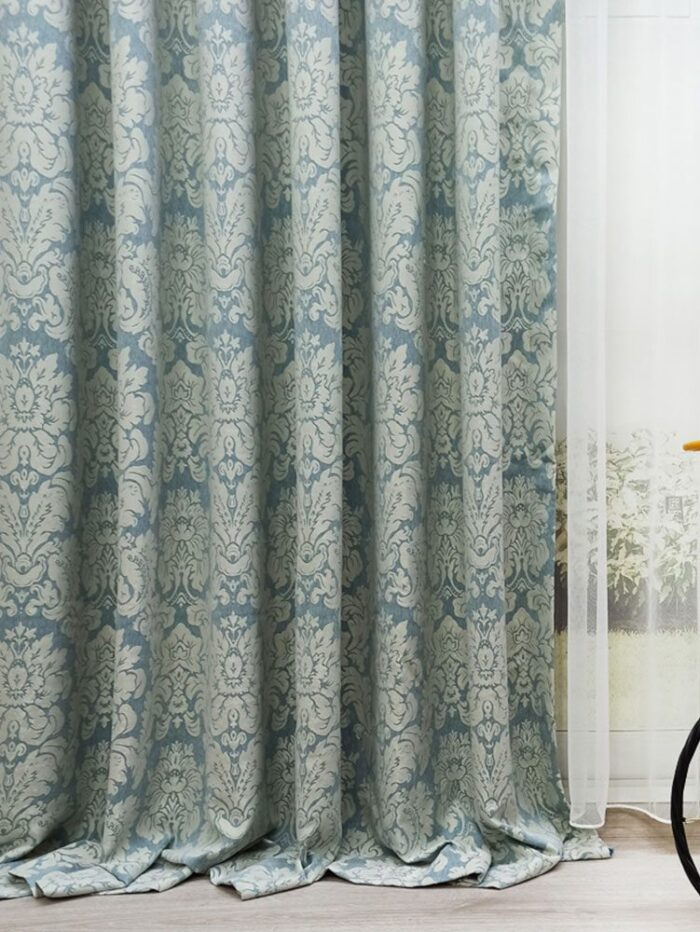 mavi desenli fon perde