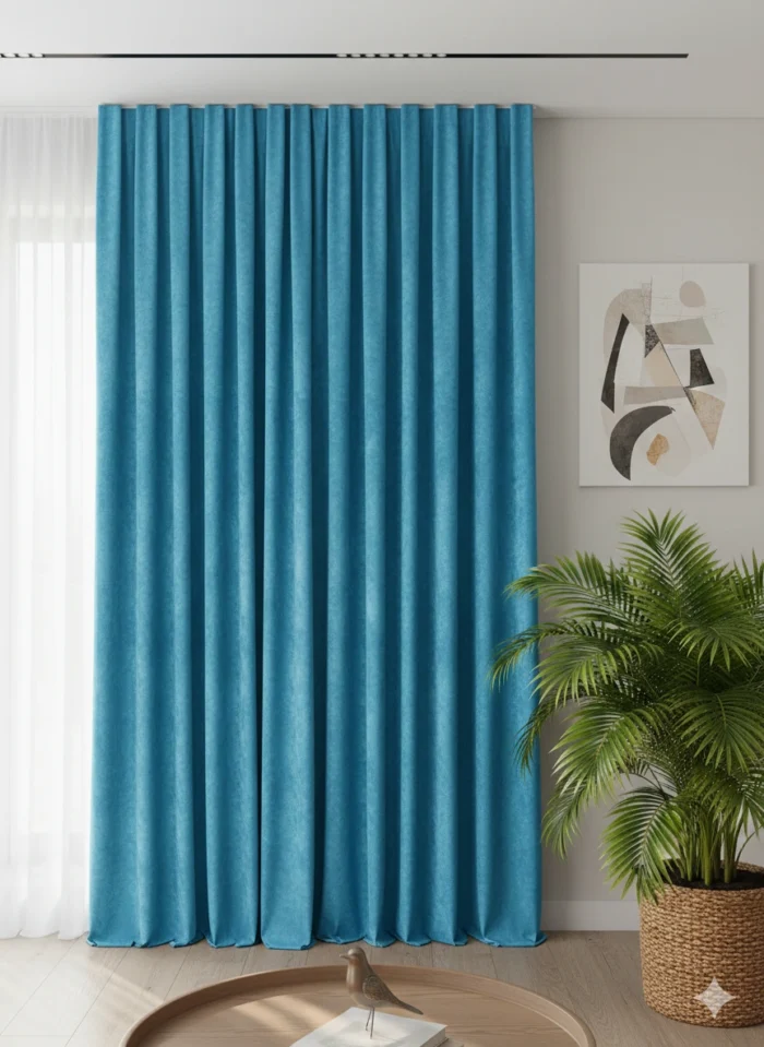 Salon için mavi soft fon perde fiyatları