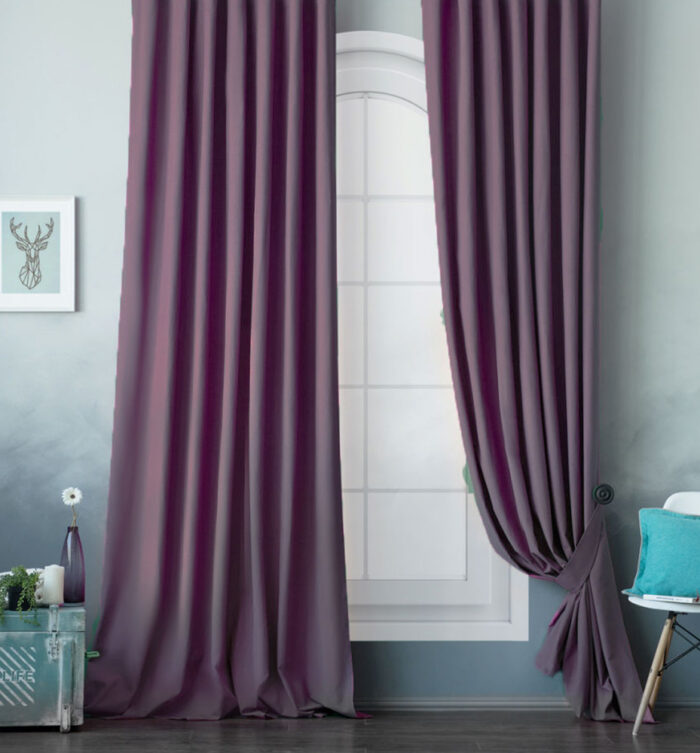 açık mor renkli fon perde