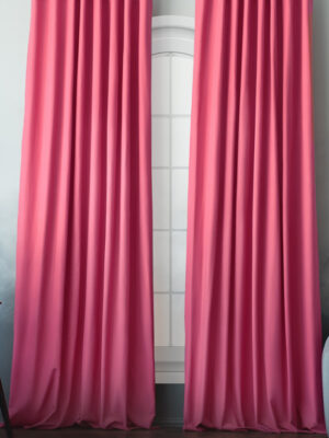 pembe saten fon perde