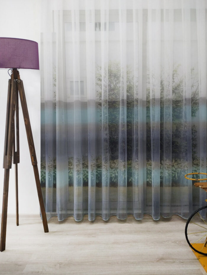 mavi beyaz tül perde